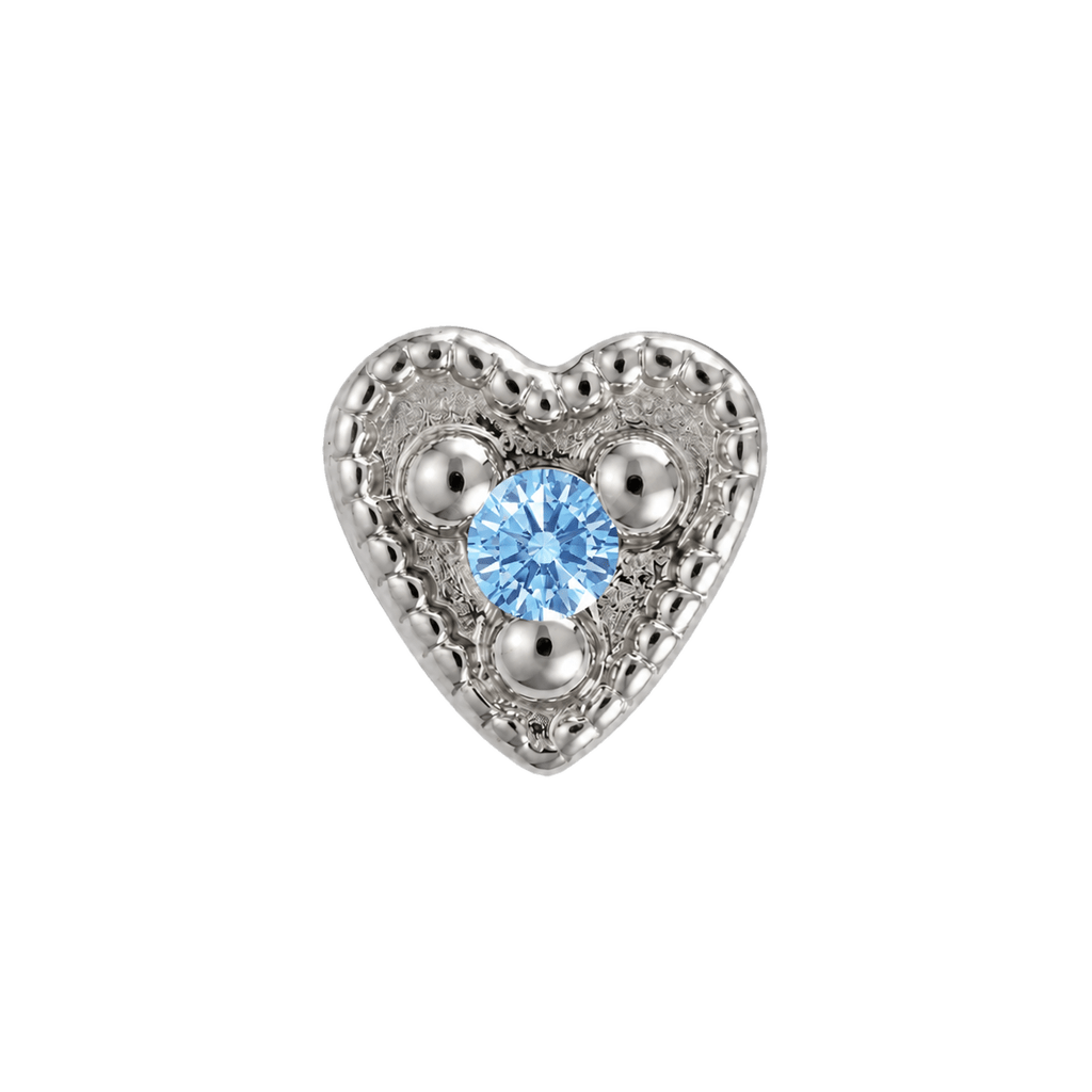 Small Heart - 14K Gold Stone Threadless/Threaded End - piercing-zone.com