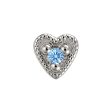 Small Heart - 14K Gold Stone Threadless/Threaded End - piercing-zone.com