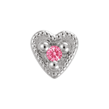 Small Heart - 14K Gold Stone Threadless/Threaded End - piercing-zone.com