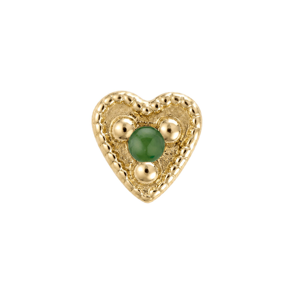 Small Heart - 14K Gold Stone Threadless/Threaded End - piercing-zone.com