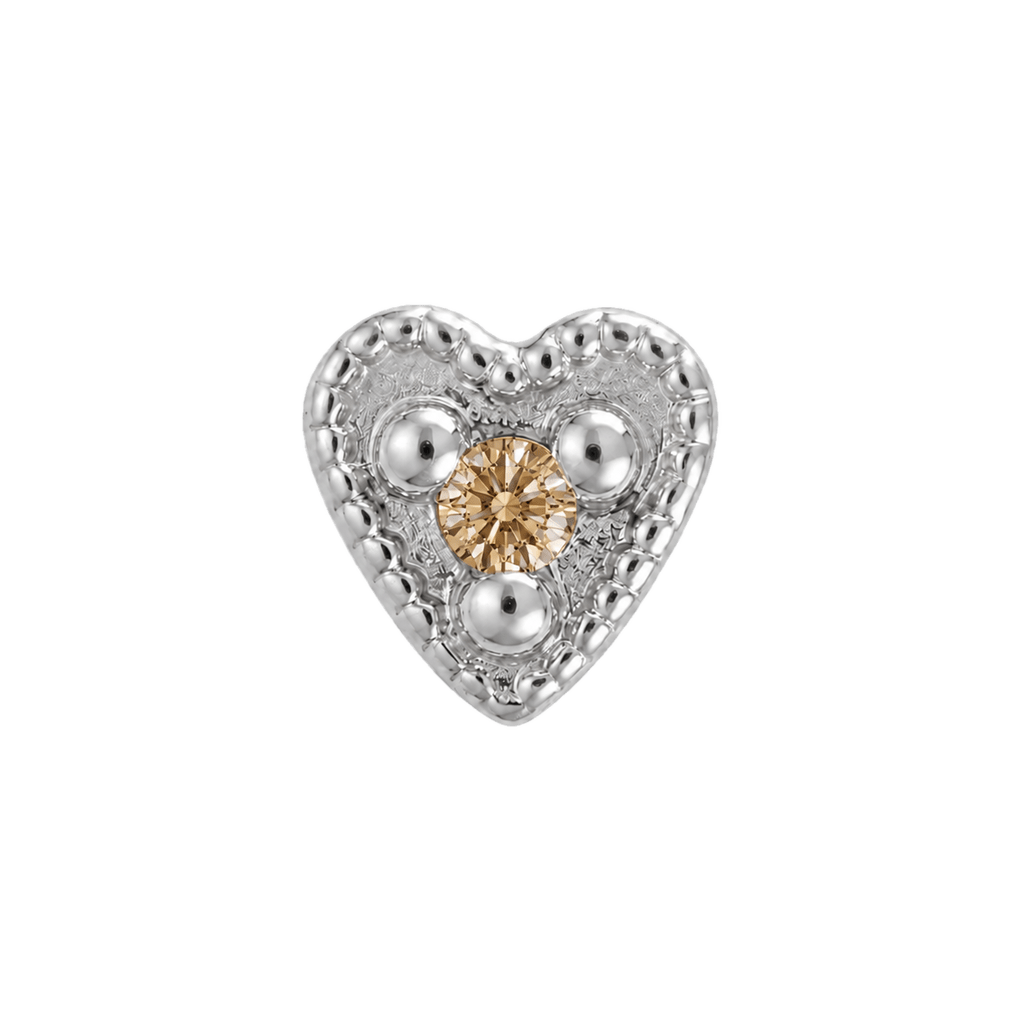 Small Heart - 14K Gold Stone Threadless/Threaded End - piercing-zone.com