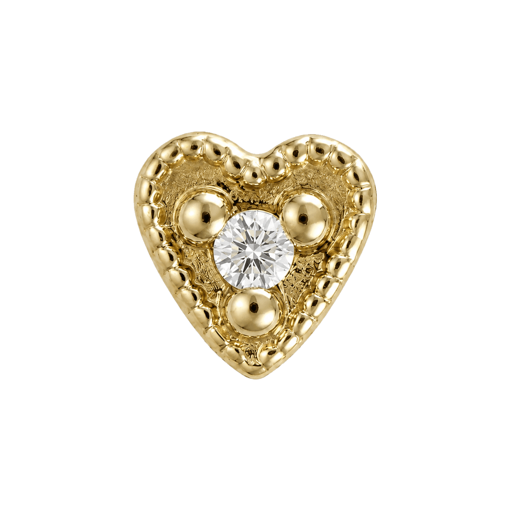Small Heart - 14K Gold Stone Threadless/Threaded End - piercing-zone.com