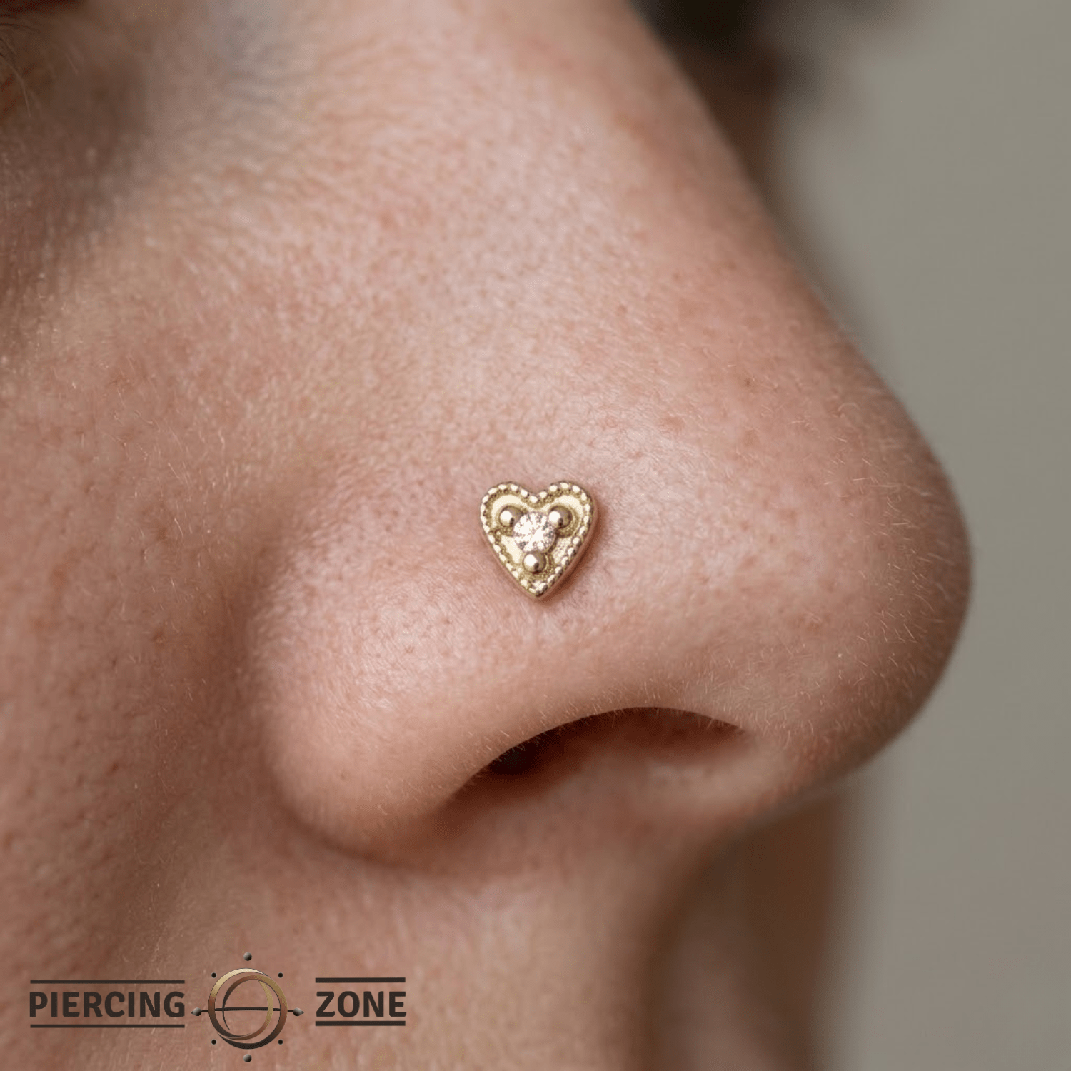 Small Heart - 14K Gold Stone Threadless/Threaded End - piercing - zone.com