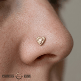 Small Heart - 14K Gold Stone Threadless/Threaded End - piercing - zone.com