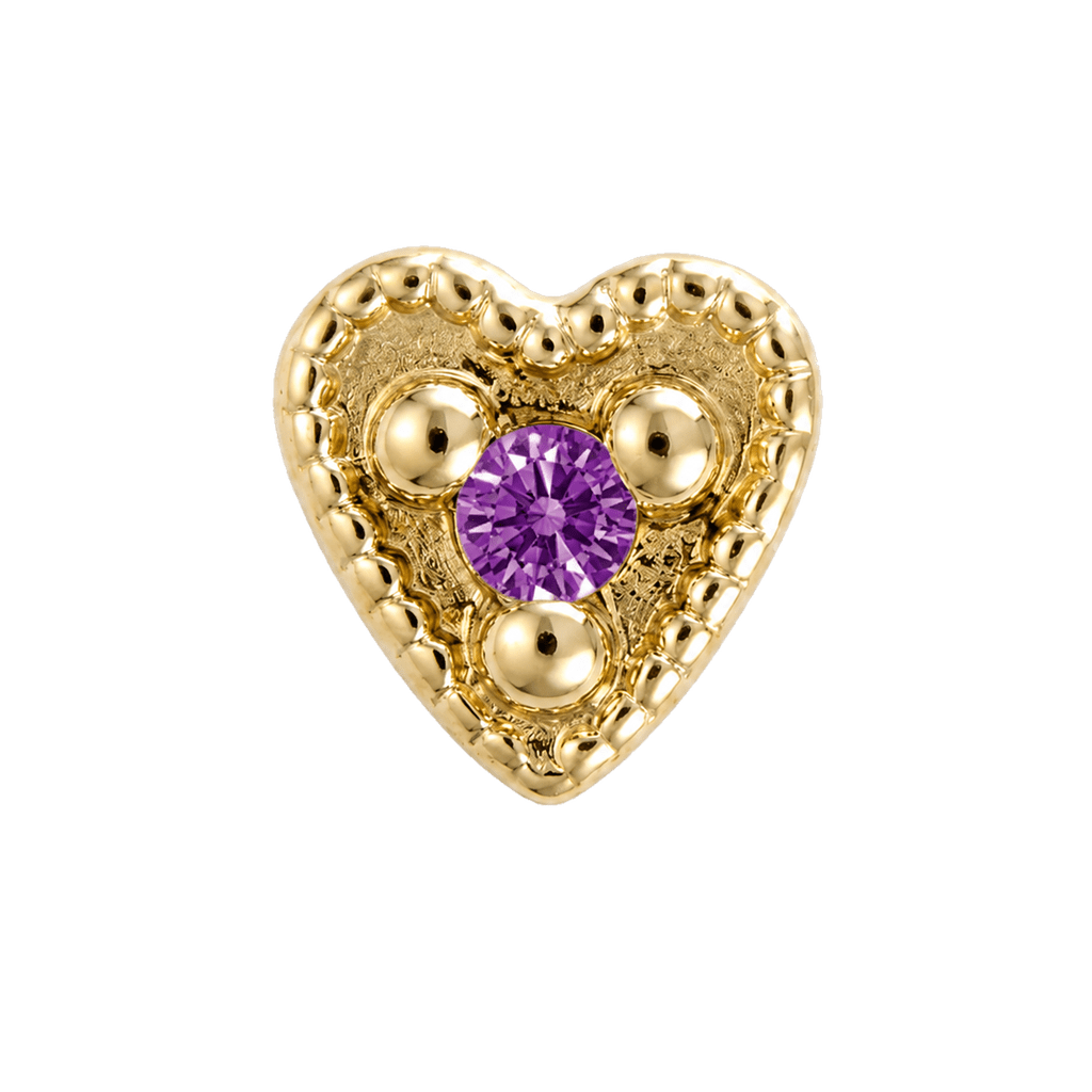 Small Heart - 14K Gold Stone Threadless/Threaded End - piercing-zone.com
