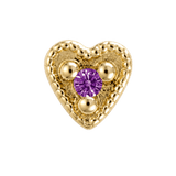 Small Heart - 14K Gold Stone Threadless/Threaded End - piercing-zone.com