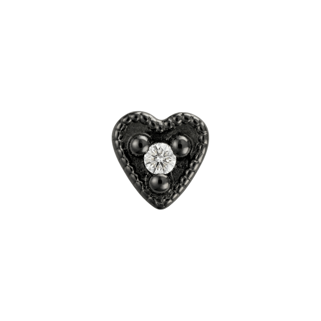 Small Heart - 14K Gold Stone Threadless/Threaded End - piercing - zone.com