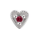 Small Heart - 14K Gold Stone Threadless/Threaded End - piercing-zone.com