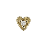 Small Heart - 14K Gold Stone Threadless/Threaded End