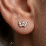 Small Marquise Fan - 18K Gold Gem Threadless/Threaded End - piercing-zone.com