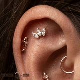 Small Marquise Fan End - 18K Gold Gem Threadless/Threaded End - piercing - zone.com
