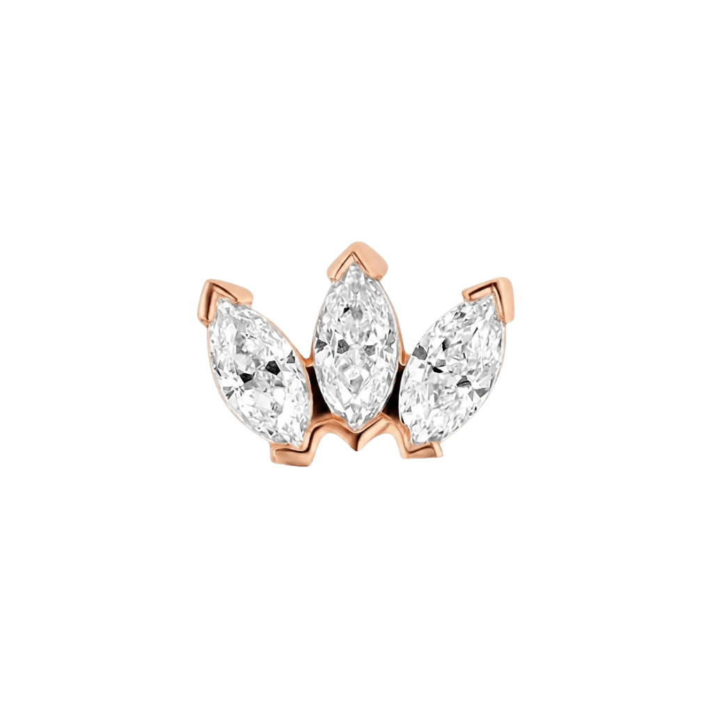 Small Marquise Fan End - 18K Gold Gem Threadless/Threaded End - piercing - zone.com