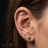 Small Marquise Fan End - 18K Gold Gem Threadless/Threaded End - piercing - zone.com
