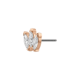 Small Marquise Fan End - 18K Gold Gem Threadless/Threaded End - piercing - zone.com