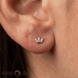 Small Marquise Fan End - 18K Gold Gem Threadless/Threaded End - piercing - zone.com