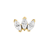 Small Marquise Fan End - 18K Gold Gem Threadless/Threaded End - piercing - zone.com