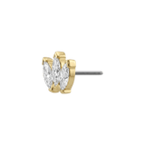 Small Marquise Fan End - 18K Gold Gem Threadless/Threaded End - piercing - zone.com