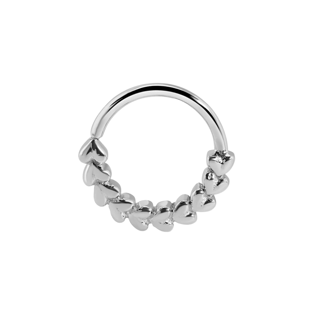 Small Puffy Hearts Seamless Ring – 14K Gold Cup & Divot Design - piercing - zone.com