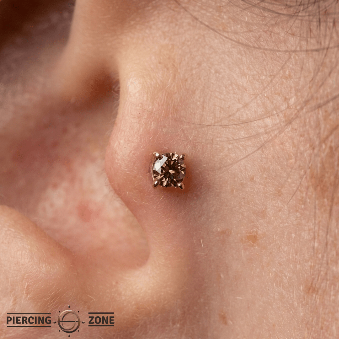 Smoky Quartz Prong – 14K Gold Gemstone Threadless End - piercing - zone.com