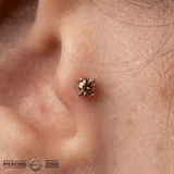 Smoky Quartz Prong – 14K Gold Gemstone Threadless End - piercing - zone.com