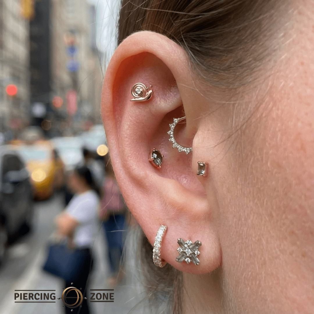 Snail – 14K/18K Gold Gem Threadless End - piercing - zone.com