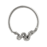 Snake Loop - 14K Gold Serpent Fixed Bead Ring - piercing - zone.com
