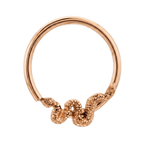 Snake Loop - 14K Gold Serpent Fixed Bead Ring - piercing - zone.com