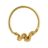 Snake Loop - 14K Gold Serpent Fixed Bead Ring - piercing - zone.com
