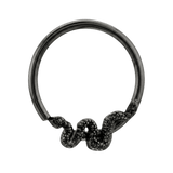 Snake Loop - 14K Gold Serpent Fixed Bead Ring - piercing - zone.com