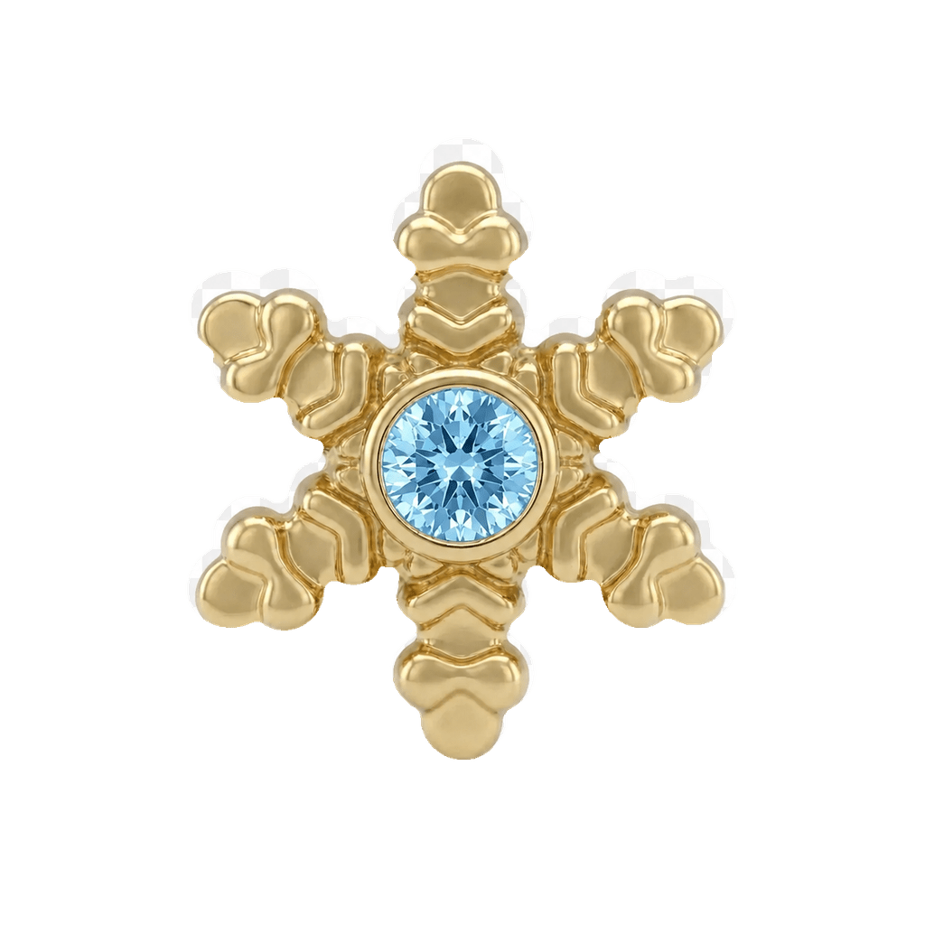 Snowflake - 14K Gold Threadless/Threaded - piercing-zone.com