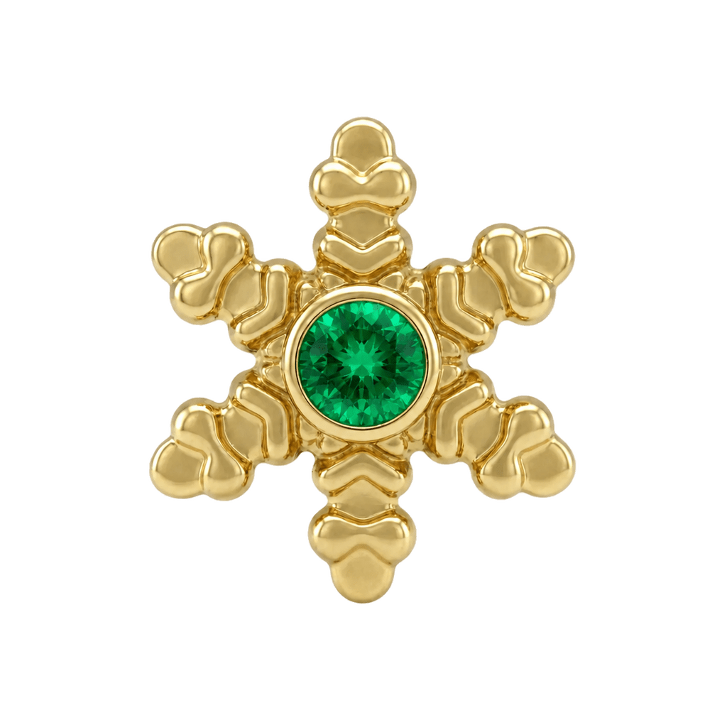 Snowflake - 14K Gold Threadless/Threaded - piercing-zone.com
