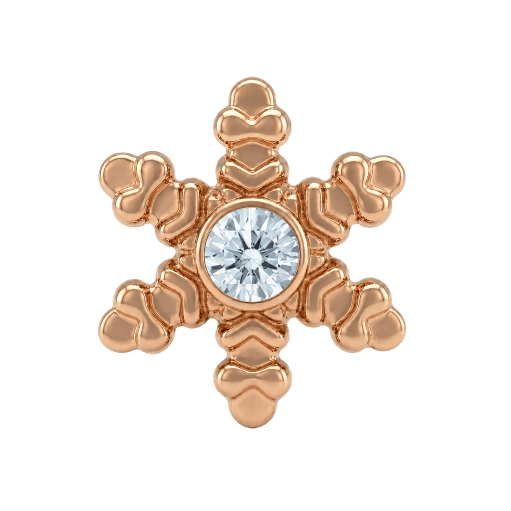 Snowflake - 14K Gold Threadless/Threaded - piercing-zone.com