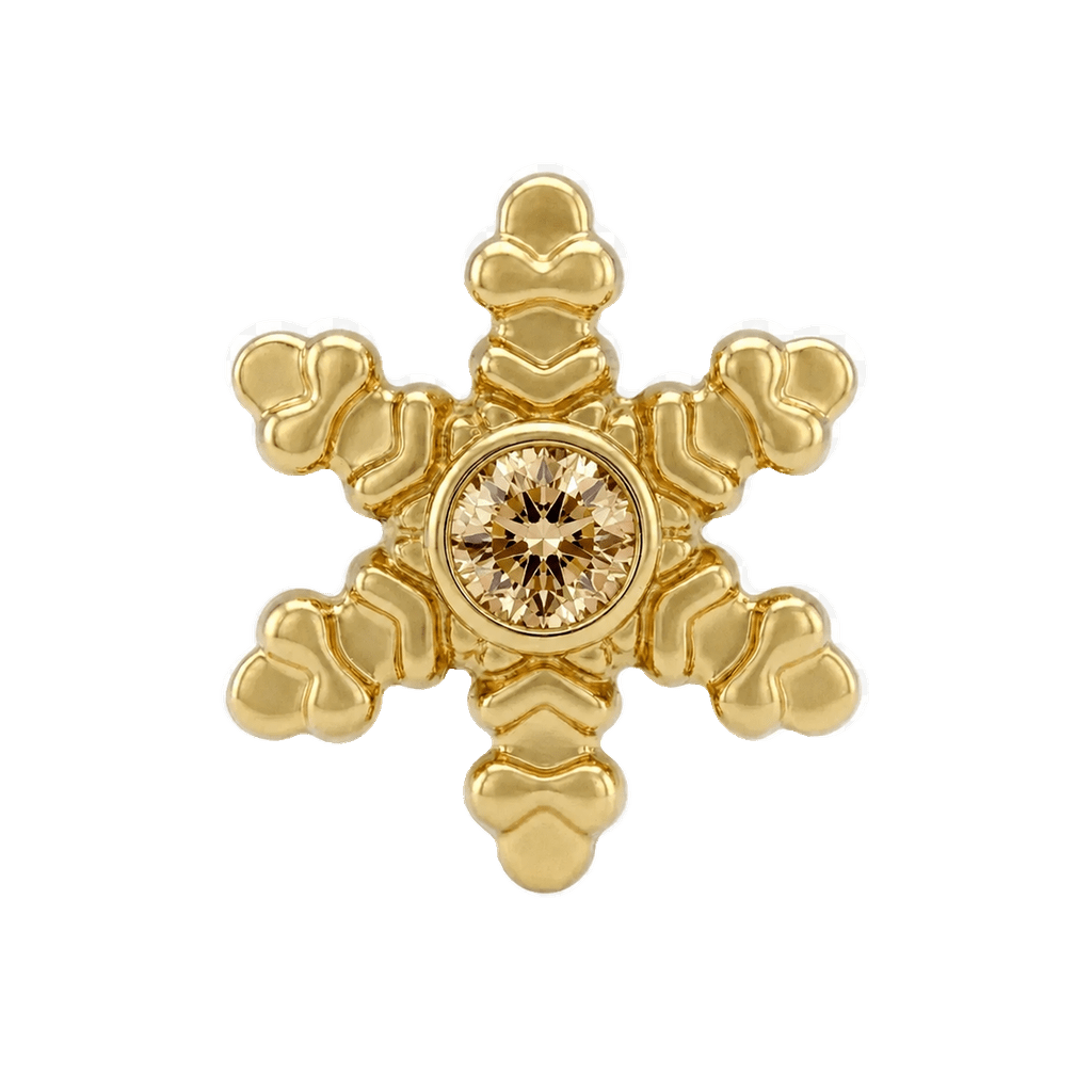 Snowflake - 14K Gold Threadless/Threaded - piercing-zone.com