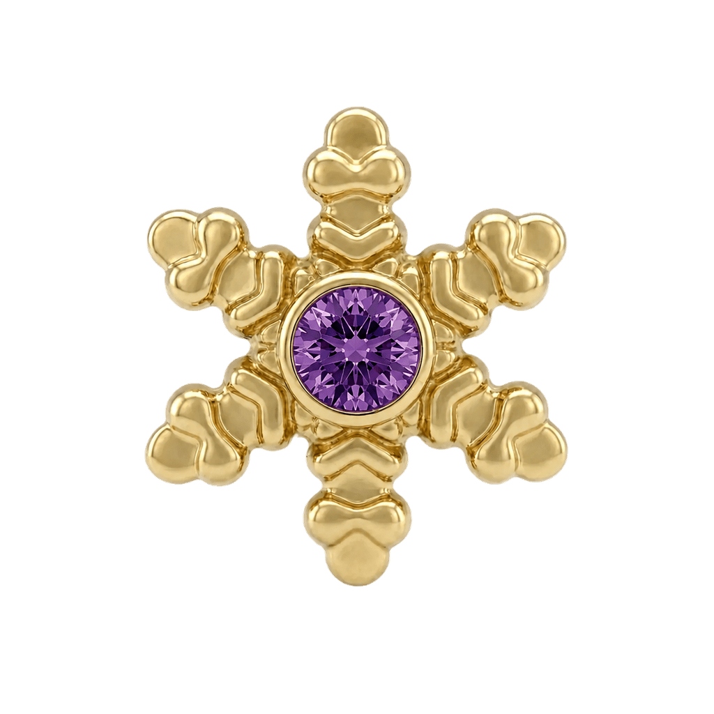 Snowflake - 14K Gold Threadless/Threaded - piercing-zone.com