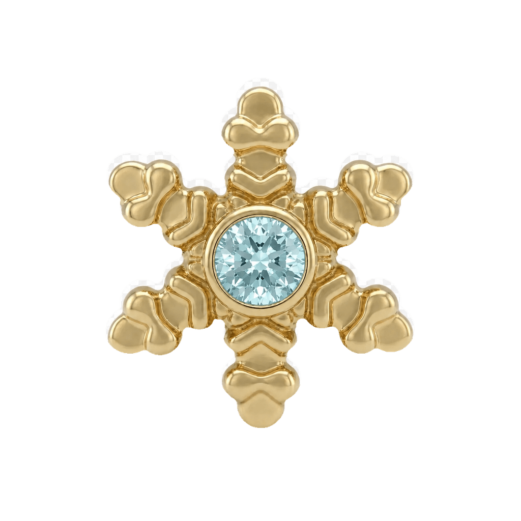 Snowflake - 14K Gold Threadless/Threaded - piercing-zone.com