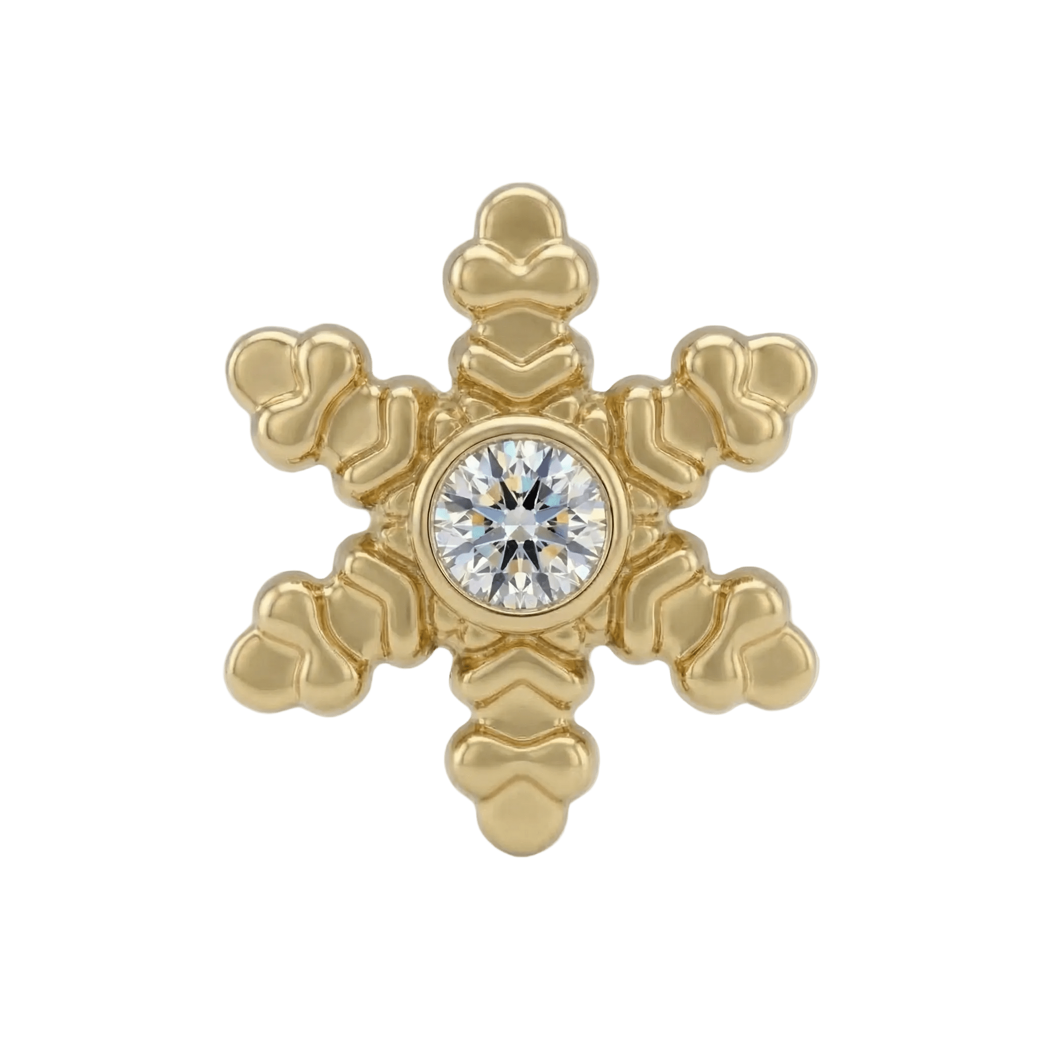 Snowflake - 14K Gold Threadless/Threaded - piercing - zone.com