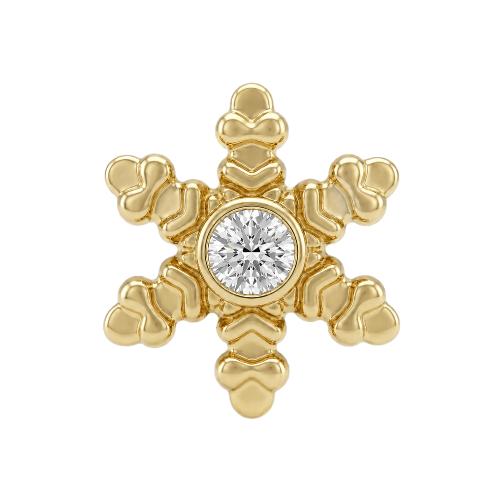 Snowflake - 14K Gold Threadless/Threaded - piercing-zone.com