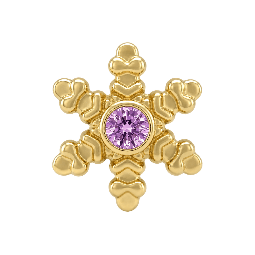 Snowflake - 14K Gold Threadless/Threaded - piercing-zone.com