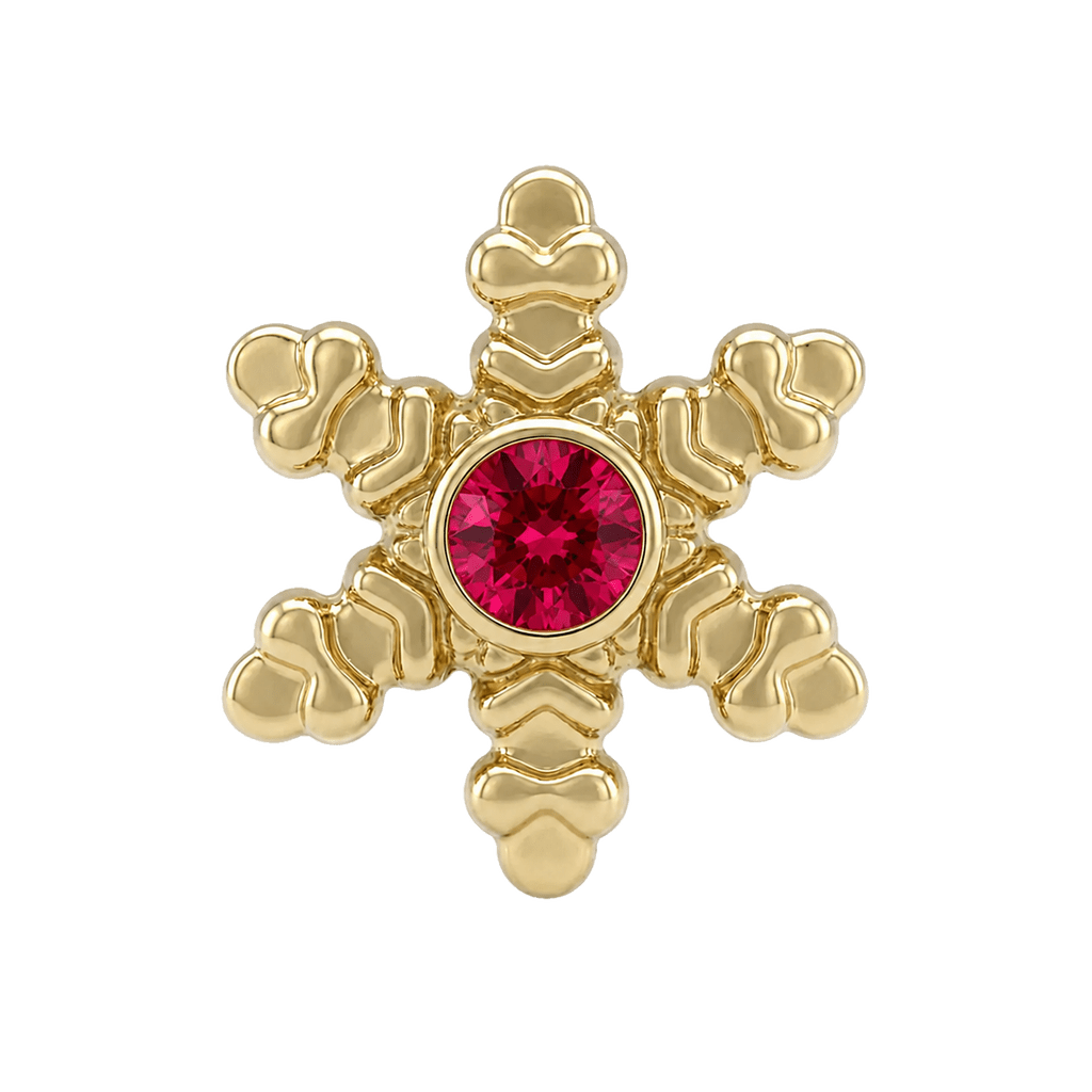 Snowflake - 14K Gold Threadless/Threaded - piercing-zone.com