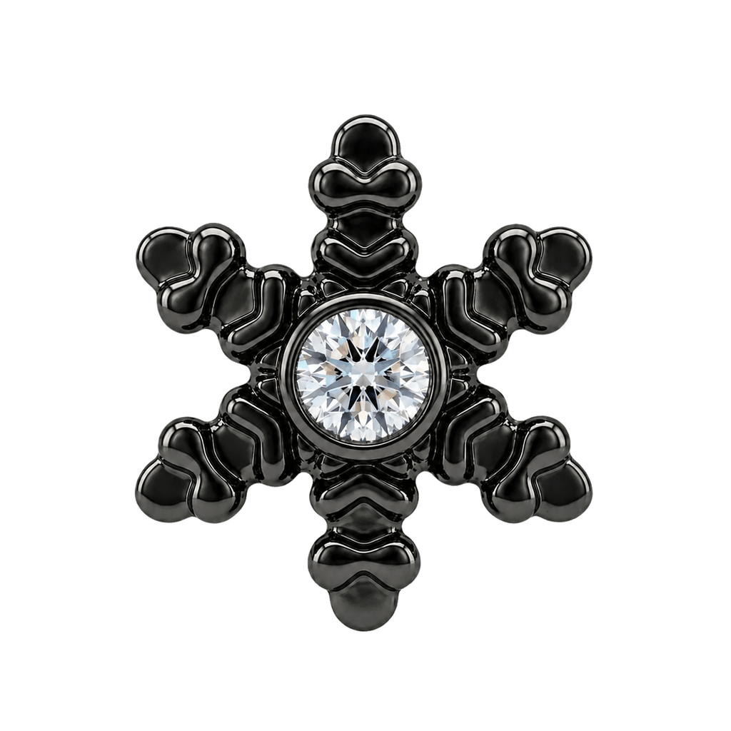 Snowflake - 14K Gold Threadless/Threaded - piercing-zone.com