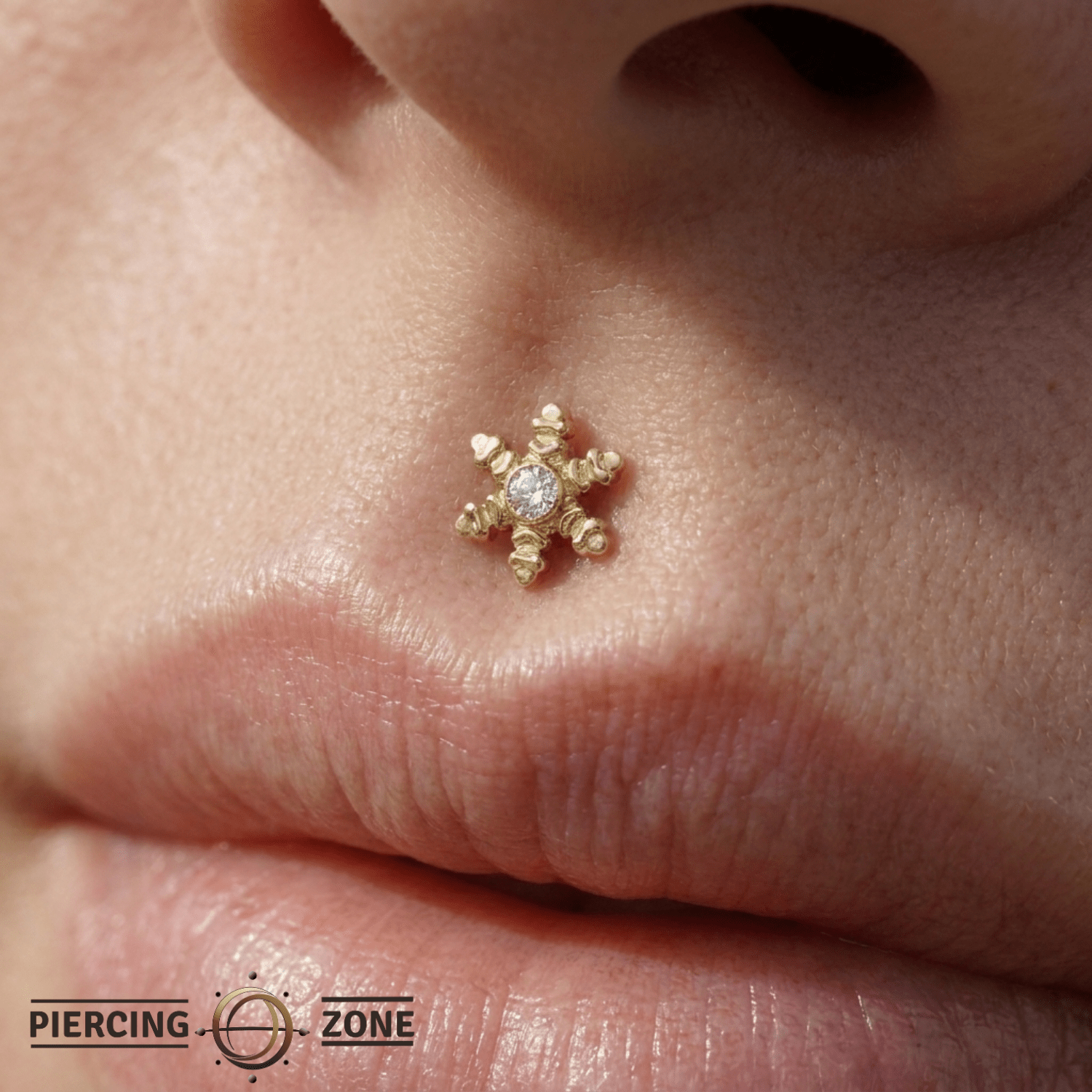 Snowflake - 14K Gold Threadless/Threaded - piercing - zone.com