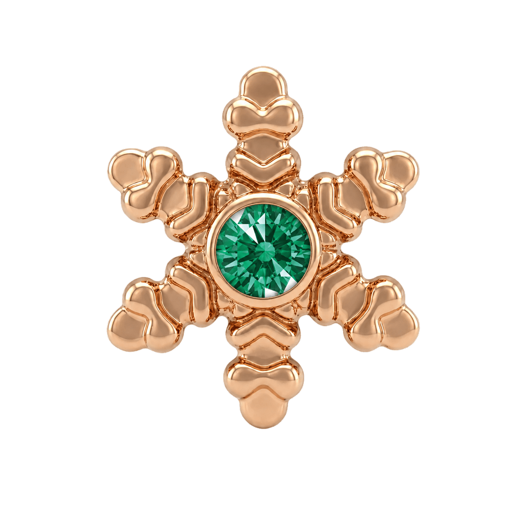 Snowflake - 14K Gold Threadless/Threaded - piercing-zone.com