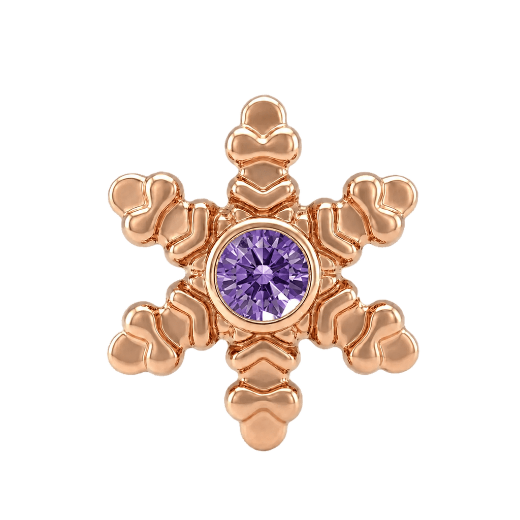 Snowflake - 14K Gold Threadless/Threaded - piercing-zone.com