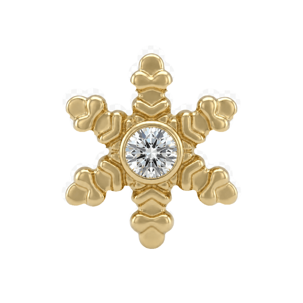 Snowflake - 14K Gold Threadless/Threaded - piercing-zone.com