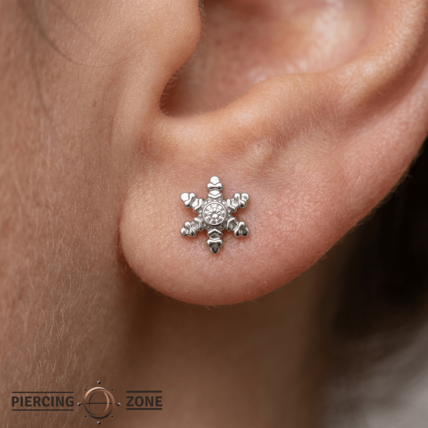 Snowflake - 14K Gold Threadless/Threaded - piercing - zone.com