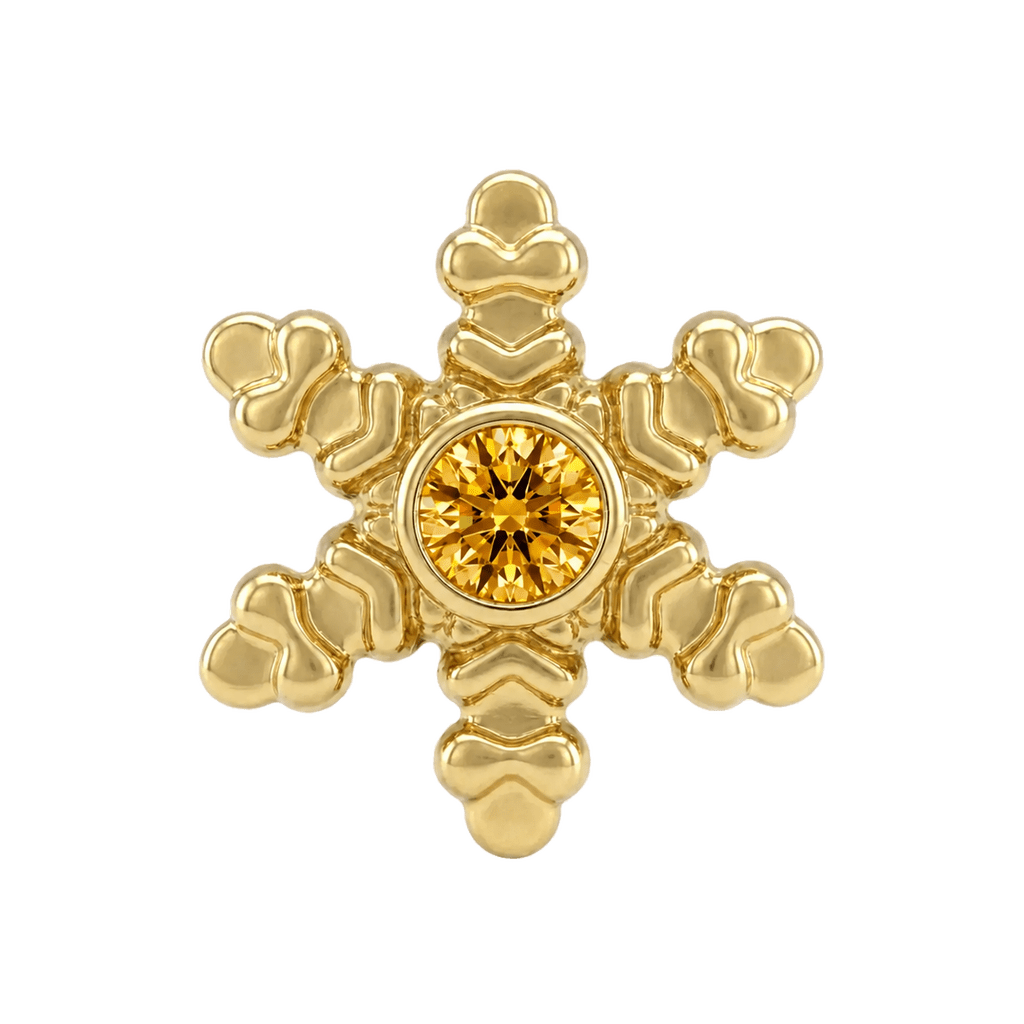 Snowflake - 14K Gold Threadless/Threaded - piercing-zone.com