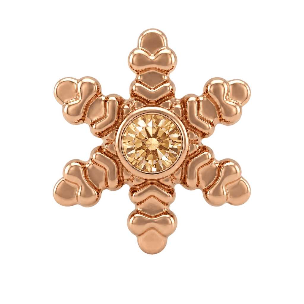 Snowflake - 14K Gold Threadless/Threaded - piercing-zone.com