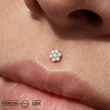 Solange – 14K Gold Opal Flower Cluster Threadless End - piercing - zone.com