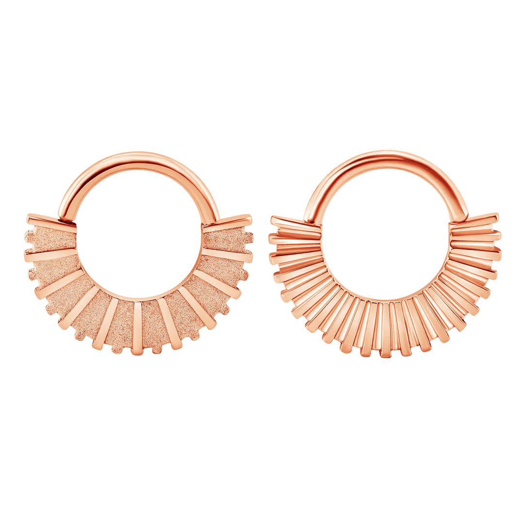 Solara Double - Sided Seamless Ring – 14K Gold Sandblasted Design - piercing - zone.com