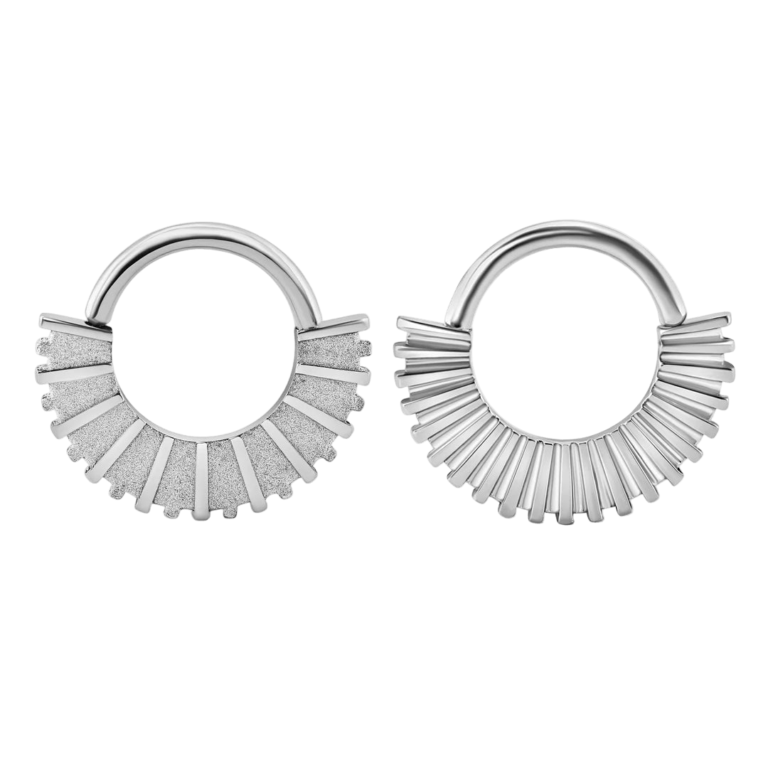 Solara Double - Sided Seamless Ring – 14K Gold Sandblasted Design - piercing - zone.com